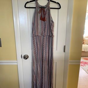 Artisan NY multi colored halter maxi dress